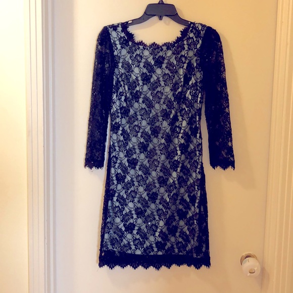 3/4 sleeve black lace formal short dress - Picture 1 of 3